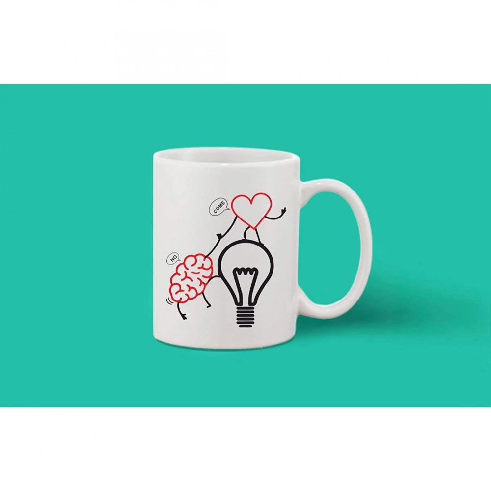 Printed Ceramic Coffee Mug - 1 Pieces, White, 11Oz