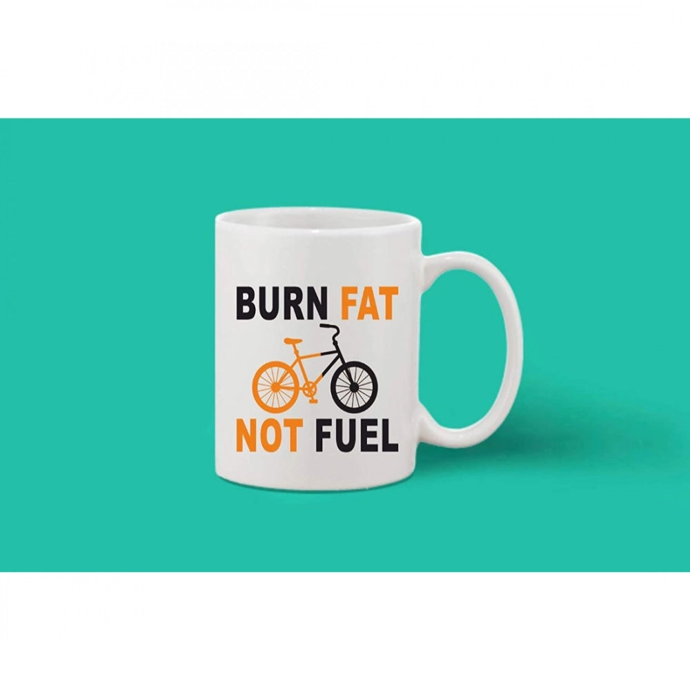 Printed Ceramic Coffee Mug - 1 Pieces, White, 11Oz