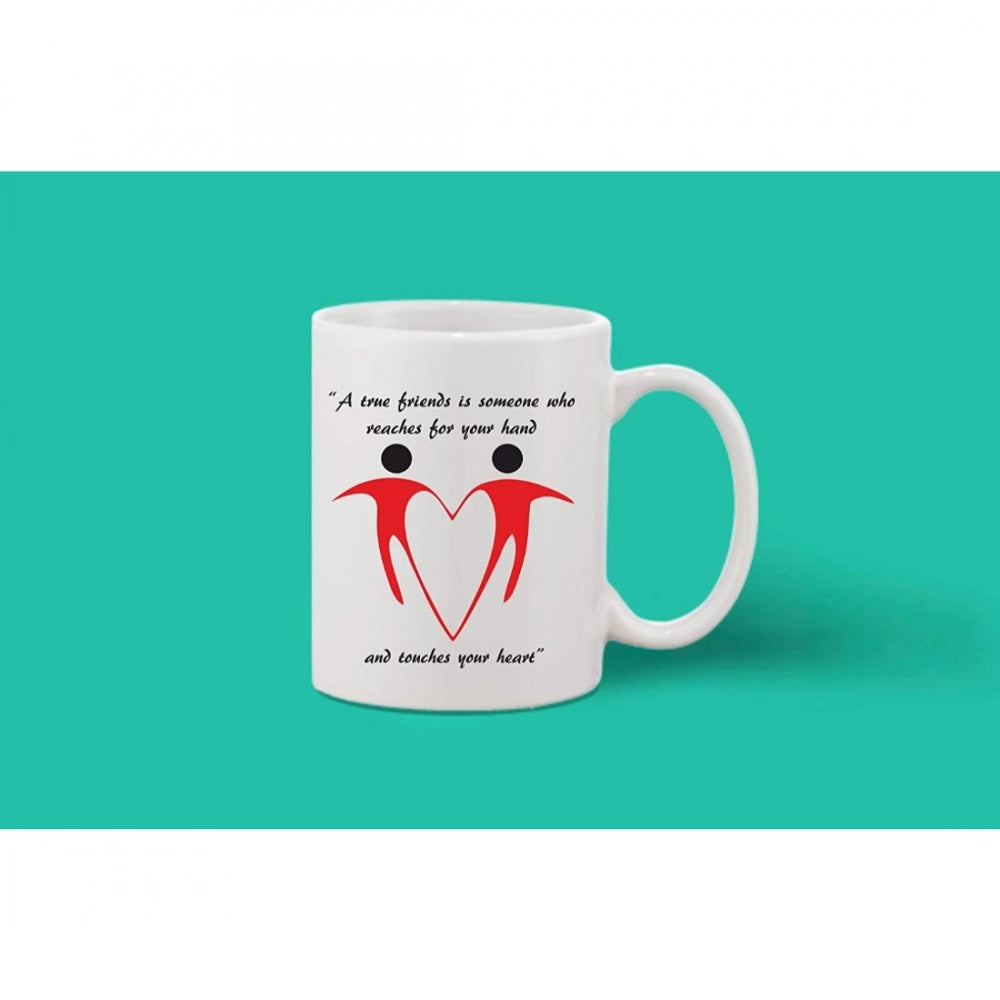 Printed Ceramic Coffee Mug - 1 Pieces, White, 11Oz