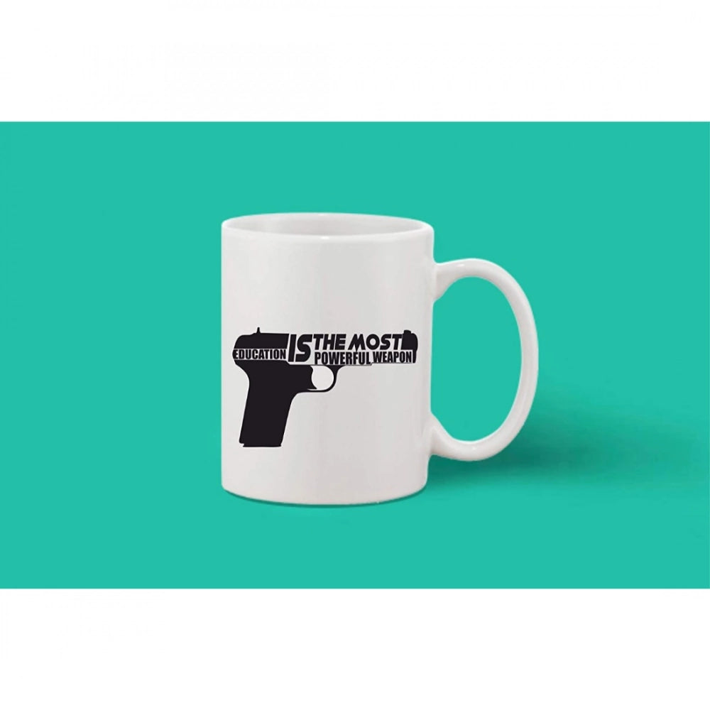Printed Ceramic Coffee Mug - 1 Pieces, White, 11Oz