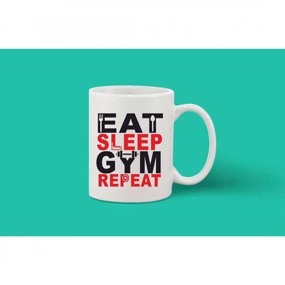 Printed Ceramic Coffee Mug - 1 Pieces, White, 11Oz