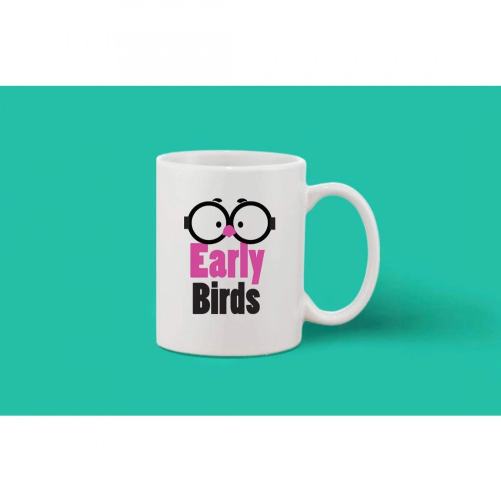 Printed Ceramic Coffee Mug - 1 Pieces, White, 11Oz