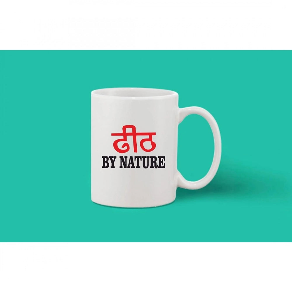 Printed Ceramic Coffee Mug - 1 Pieces, White, 11Oz