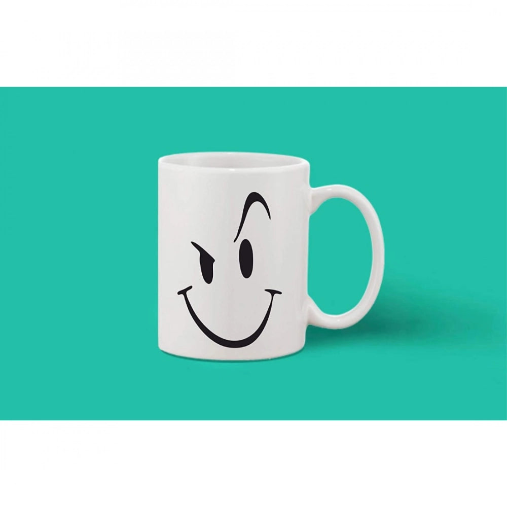 Printed Ceramic Coffee Mug - 1 Pieces, White, 11Oz