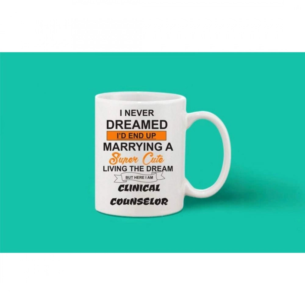 Printed Ceramic Coffee Mug - 1 Pieces, White, 11Oz