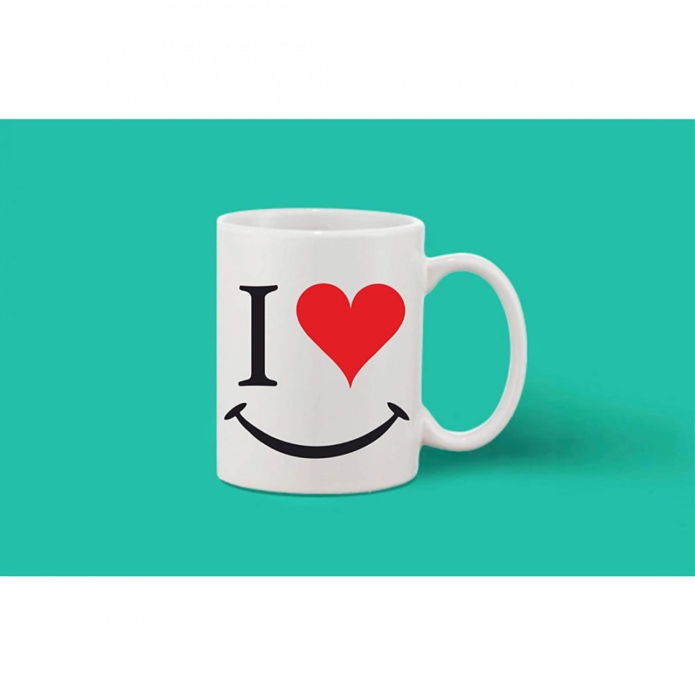 Printed Ceramic Coffee Mug - 1 Pieces, White, 11Oz