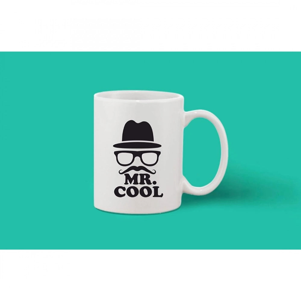 Printed Ceramic Coffee Mug - 1 Pieces, White, 11Oz