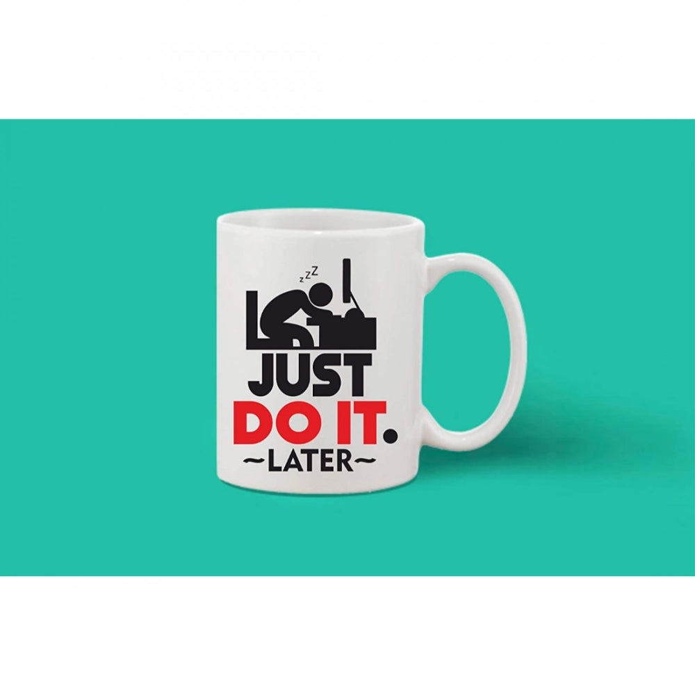 Printed Ceramic Coffee Mug - 1 Pieces, White, 11Oz