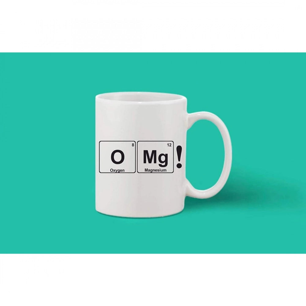 Printed Ceramic Coffee Mug - 1 Pieces, White, 11Oz