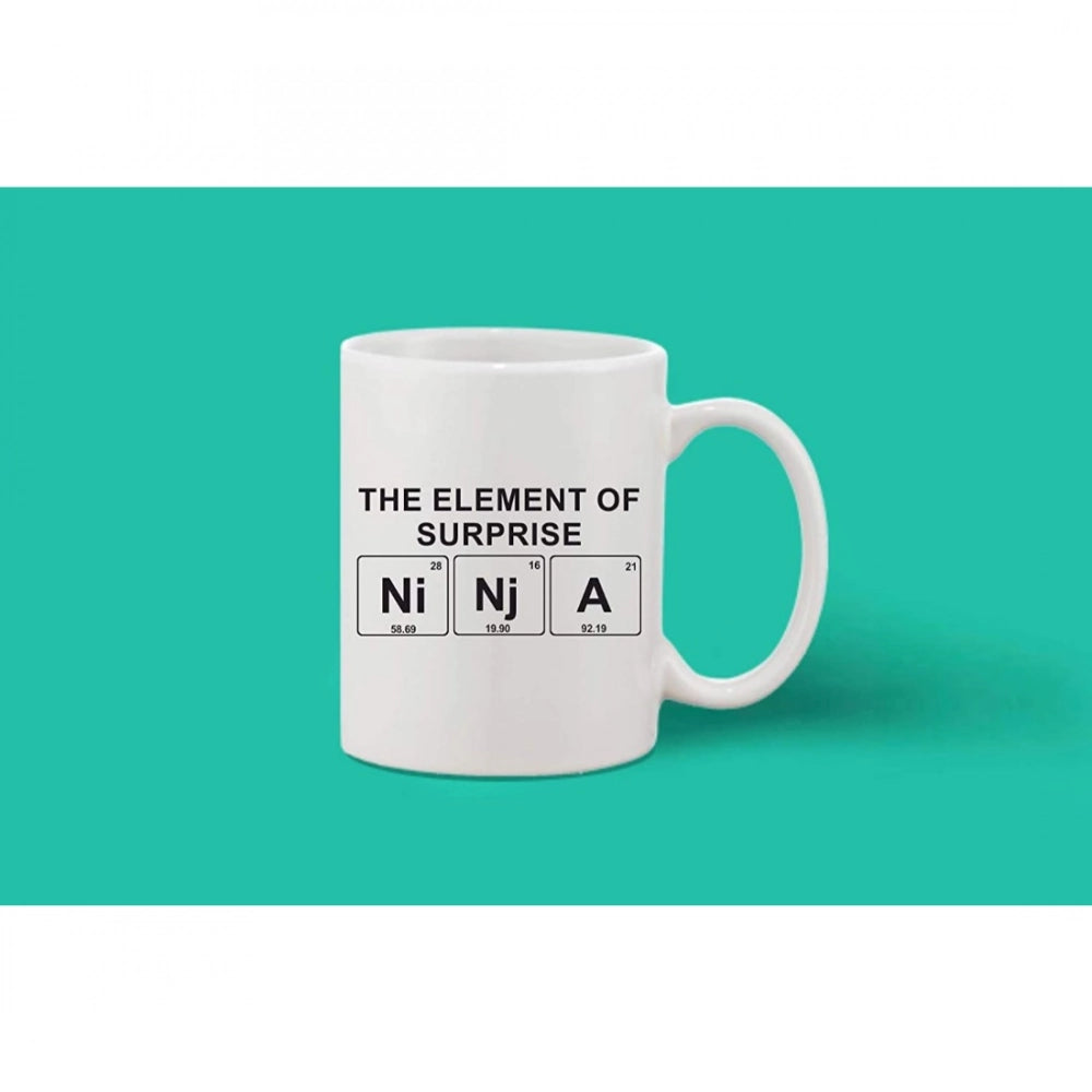 Printed Ceramic Coffee Mug - 1 Pieces, White, 11Oz