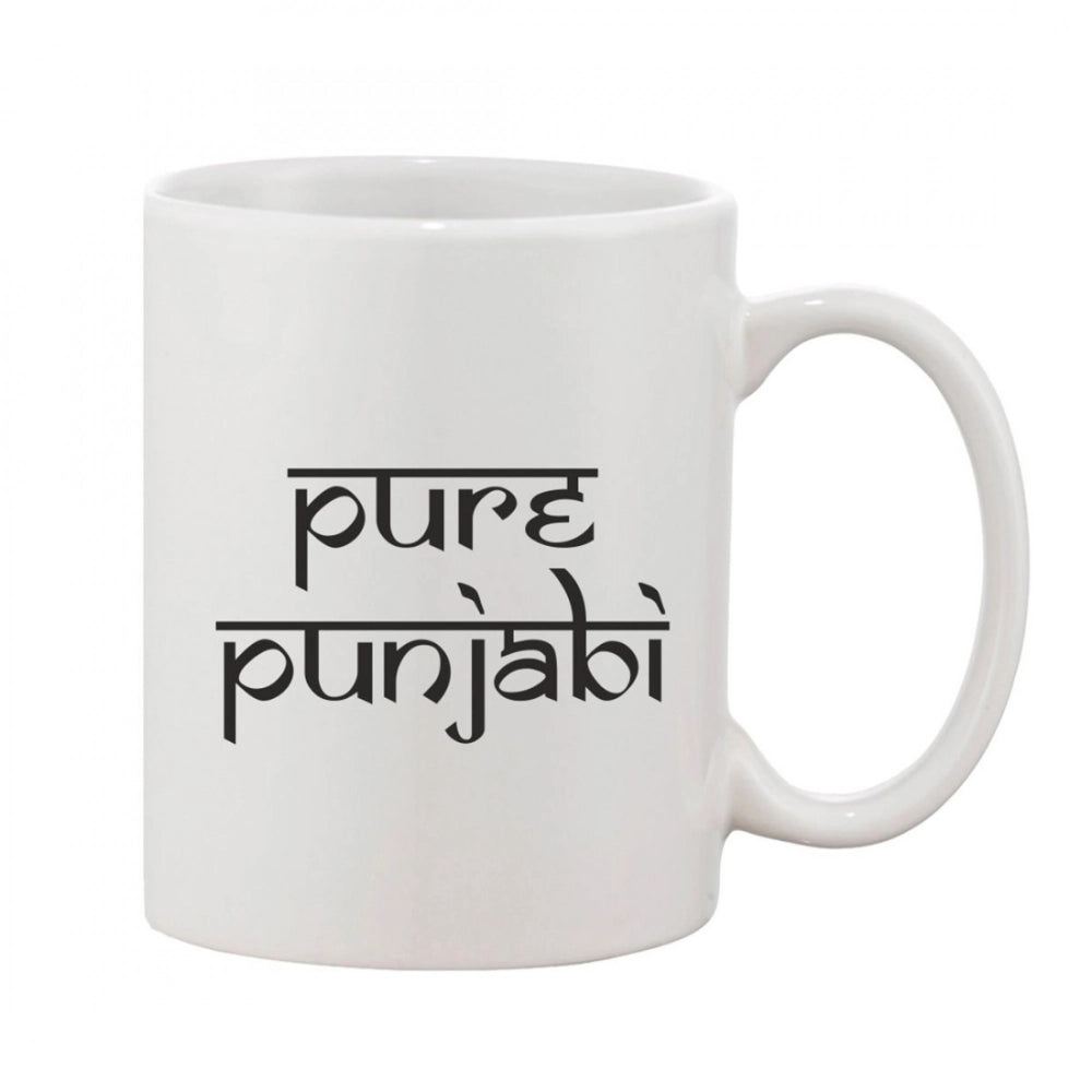 Printed Ceramic Coffee Mug - 1 Pieces, White, 11Oz