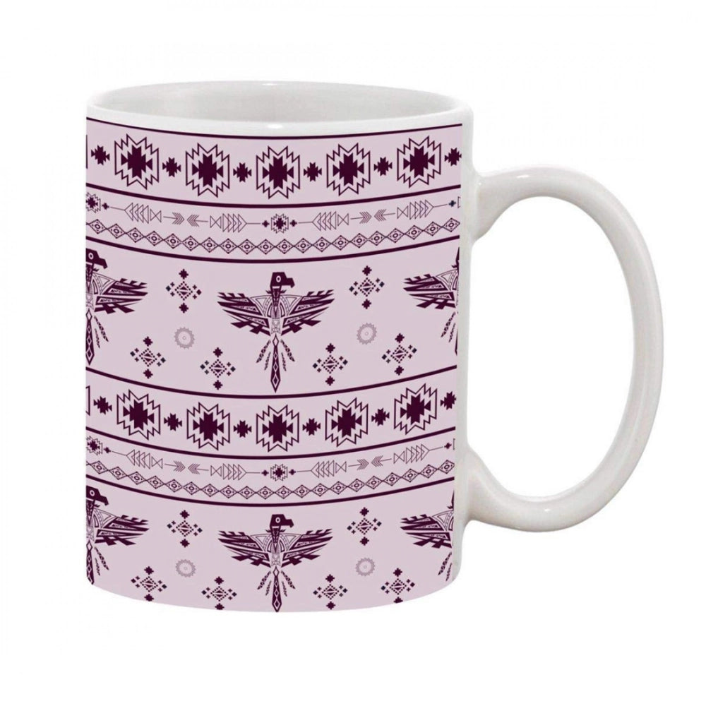Printed Ceramic Coffee Mug - 1 Pieces, White, 11Oz