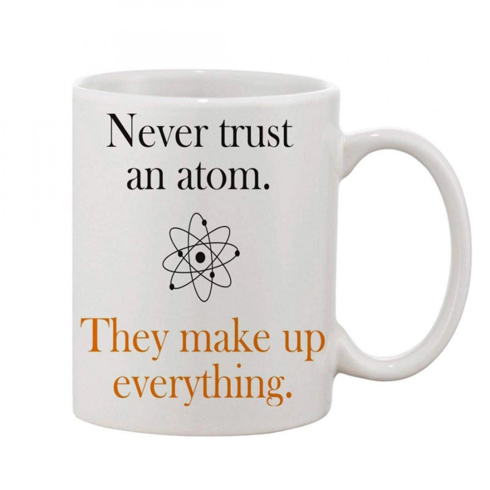 Printed Ceramic Coffee Mug - 1 Pieces, White, 11Oz