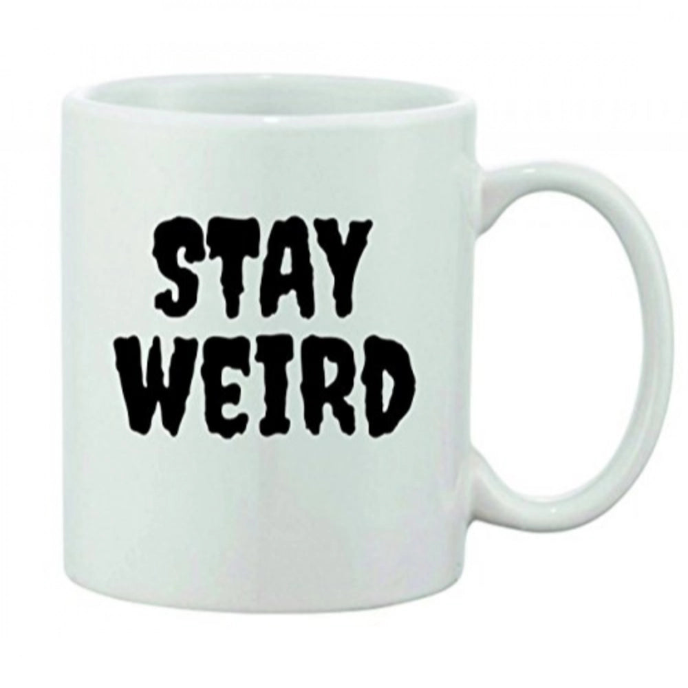 Printed Ceramic Coffee Mug - 1 Pieces, White, 11Oz
