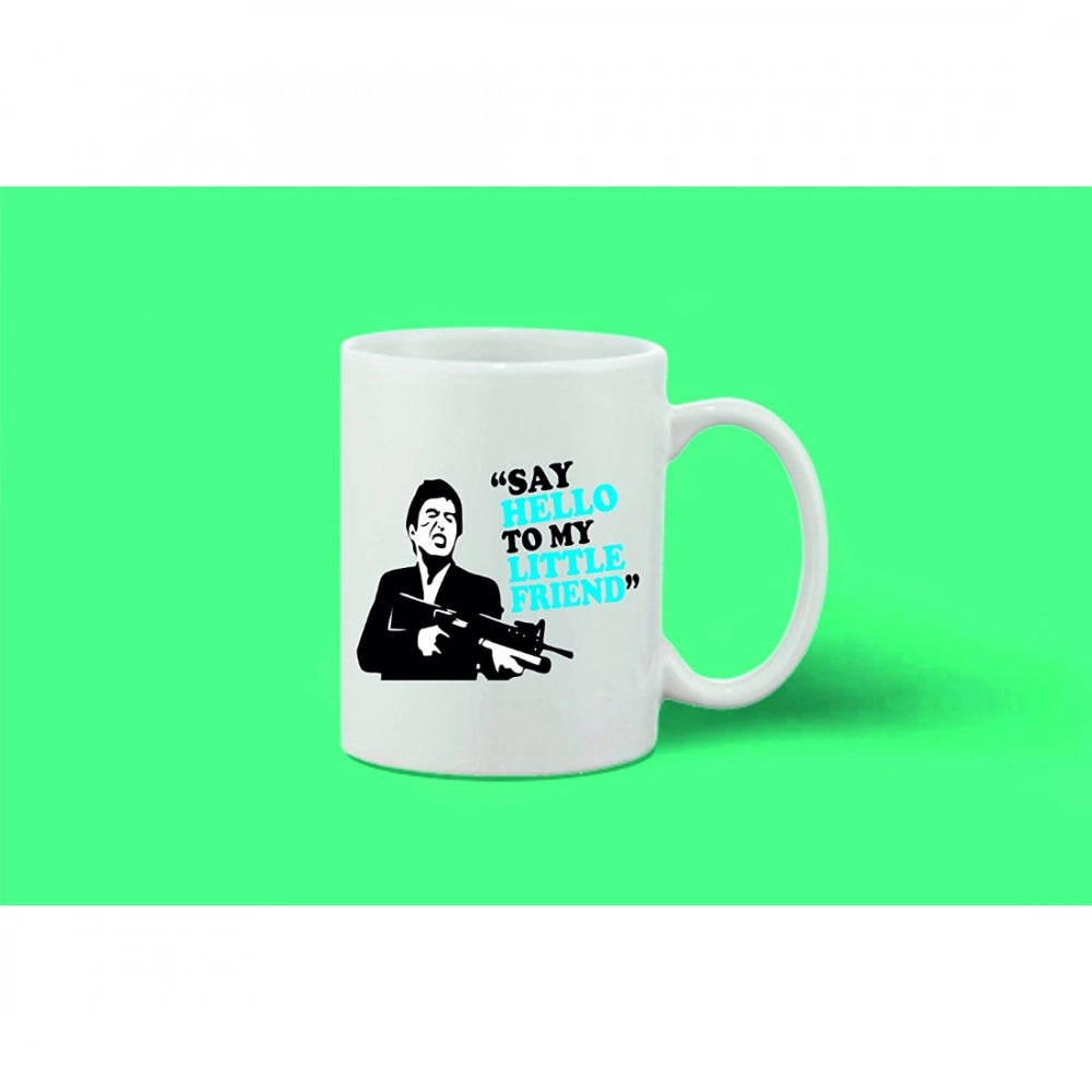 Printed Ceramic Coffee Mug - 1 Pieces, White, 11Oz