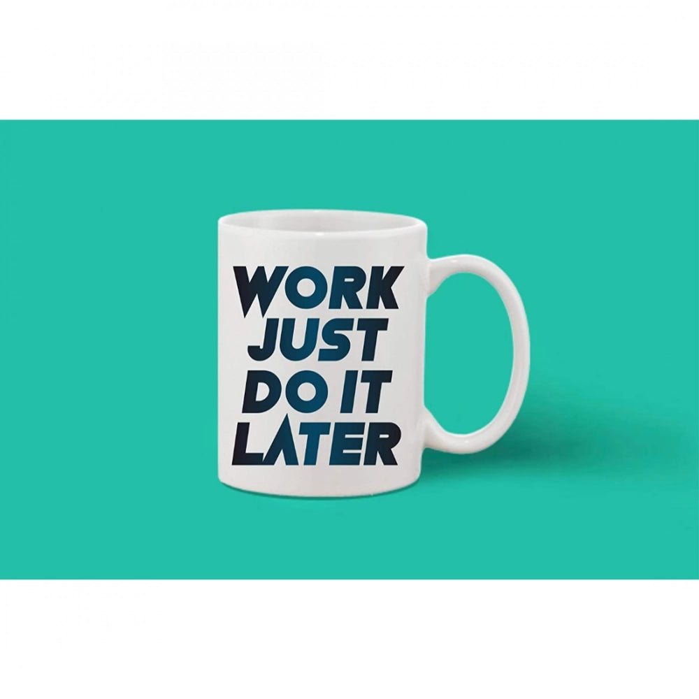 Printed Ceramic Coffee Mug - 1 Pieces, White, 11Oz