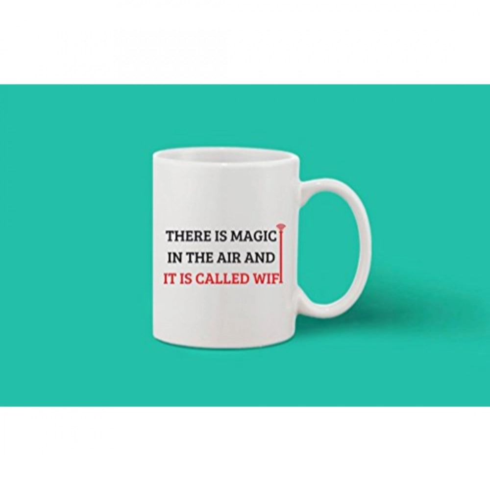 Printed Ceramic Coffee Mug - 1 Pieces, White, 11Oz