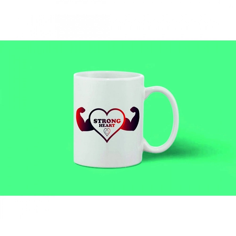 Printed Ceramic Coffee Mug - 1 Pieces, White, 11Oz