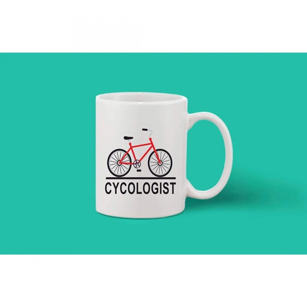 Printed Ceramic Coffee Mug - 1 Pieces, White, 11Oz