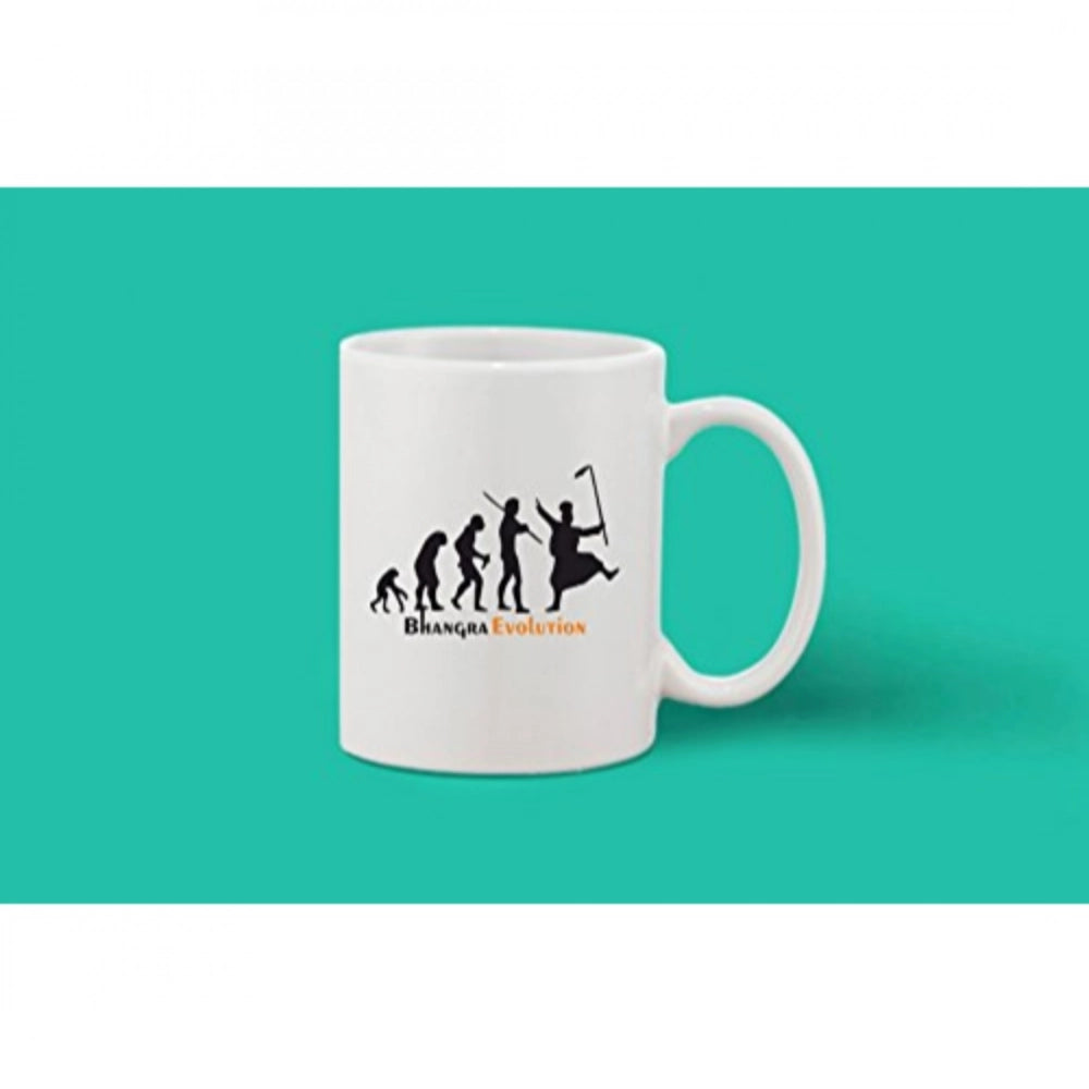 Printed Ceramic Coffee Mug - 1 Pieces, White, 11Oz