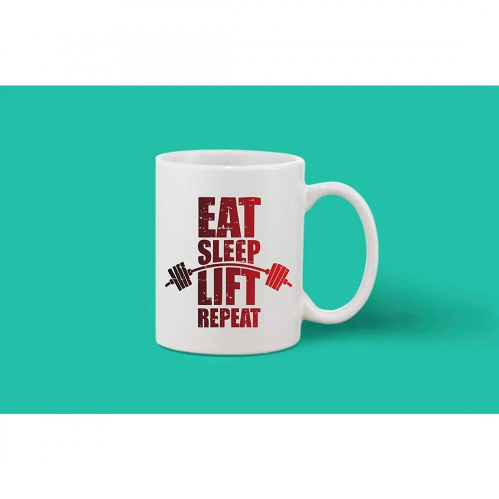 Printed Ceramic Coffee Mug - 1 Pieces, White, 11Oz