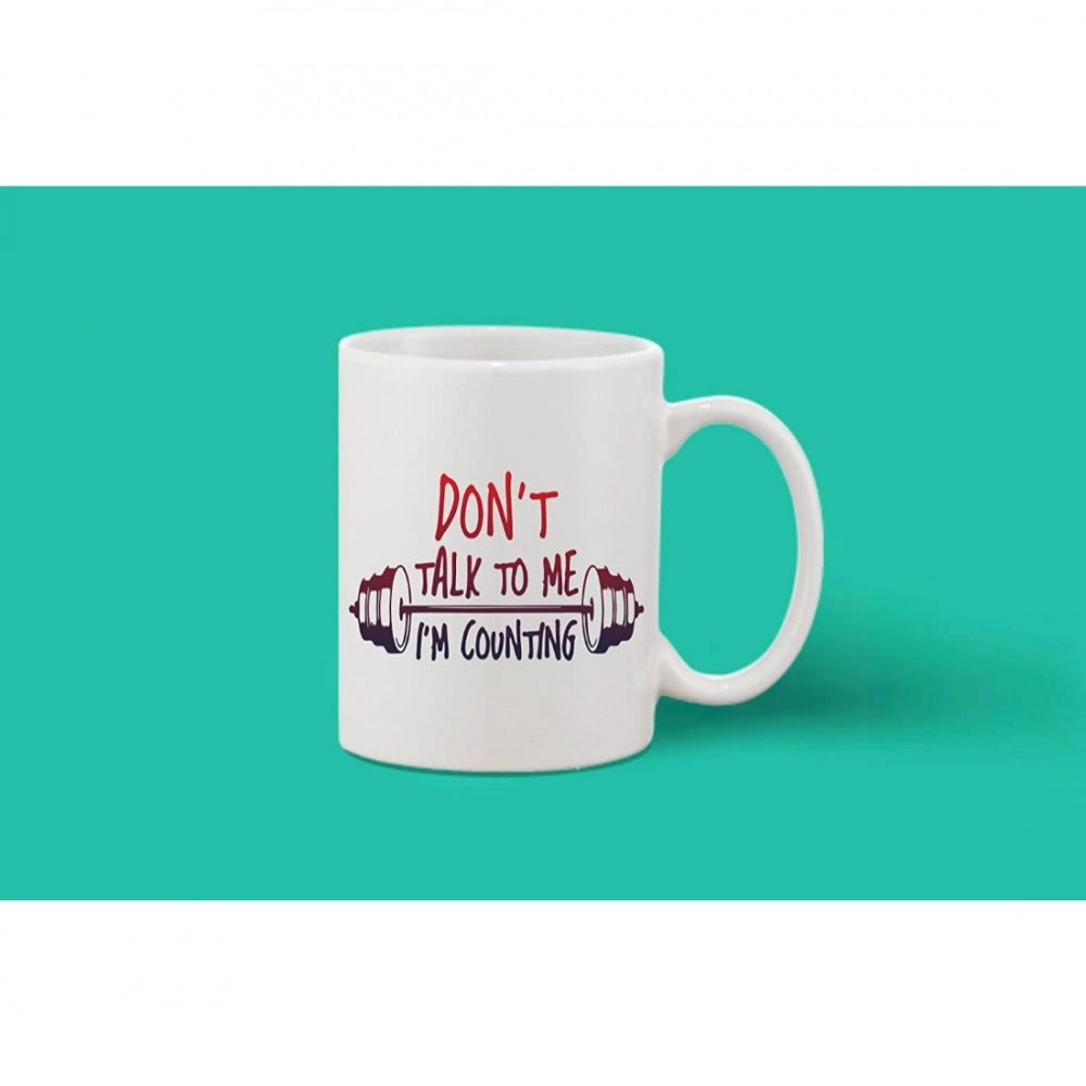 Printed Ceramic Coffee Mug - 1 Pieces, White, 11Oz