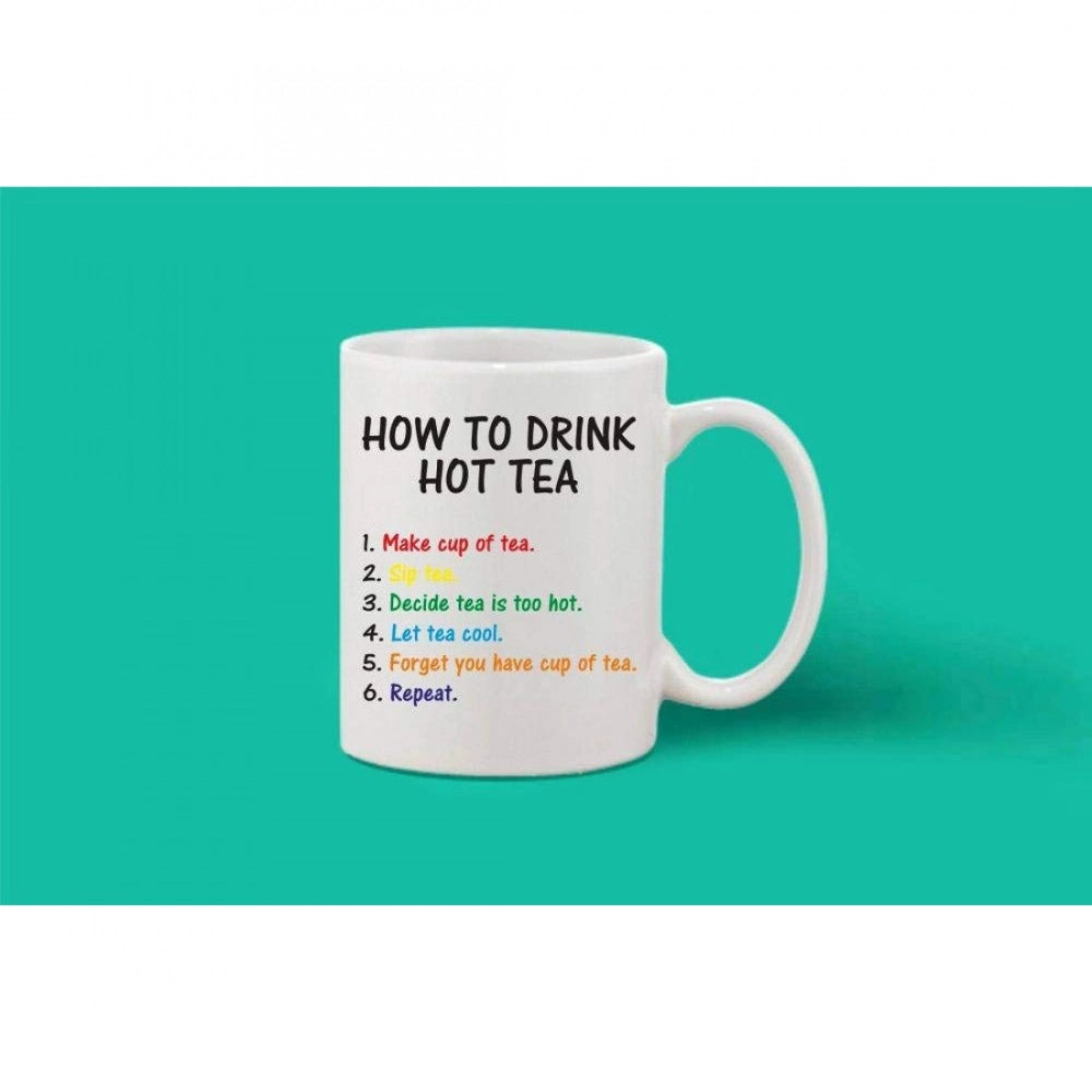 Printed Ceramic Coffee Mug - 1 Pieces, White, 11Oz