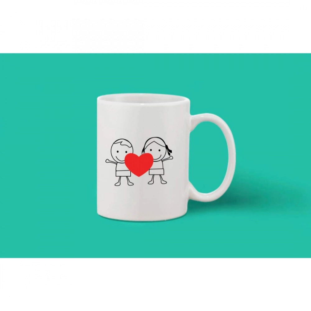 Printed Ceramic Coffee Mug - 1 Pieces, White, 11Oz
