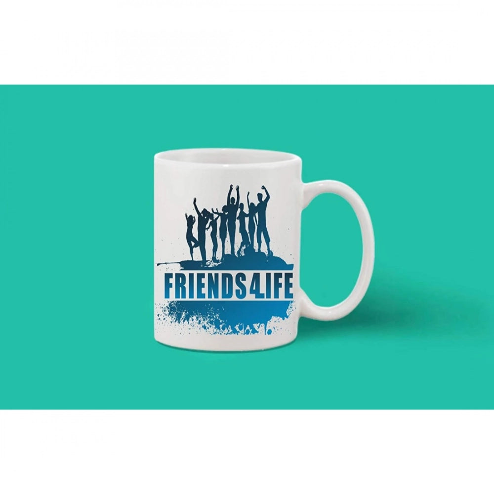 Printed Ceramic Coffee Mug - 1 Pieces, White, 11Oz