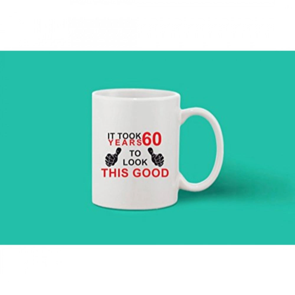 Printed Ceramic Coffee Mug - 1 Pieces, White, 11Oz