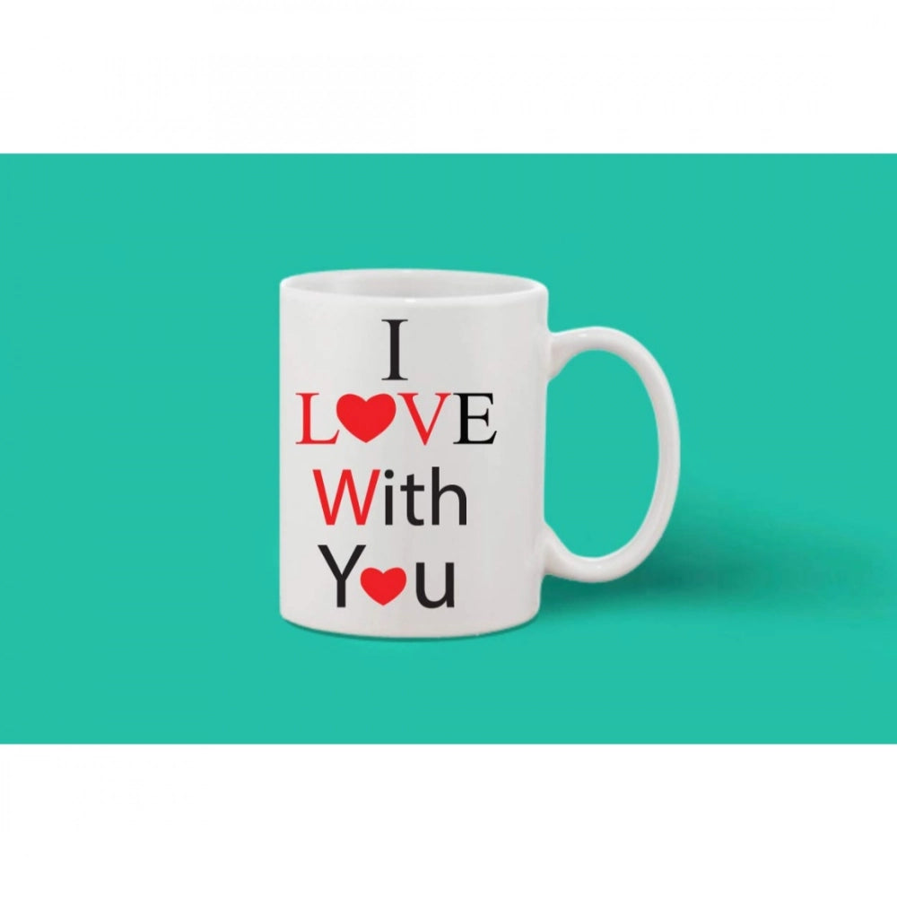 Printed Ceramic Coffee Mug - 1 Pieces, White, 11Oz