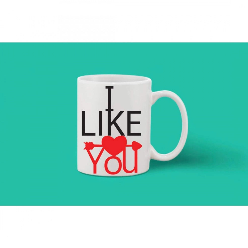 Printed Ceramic Coffee Mug - 1 Pieces, White, 11Oz
