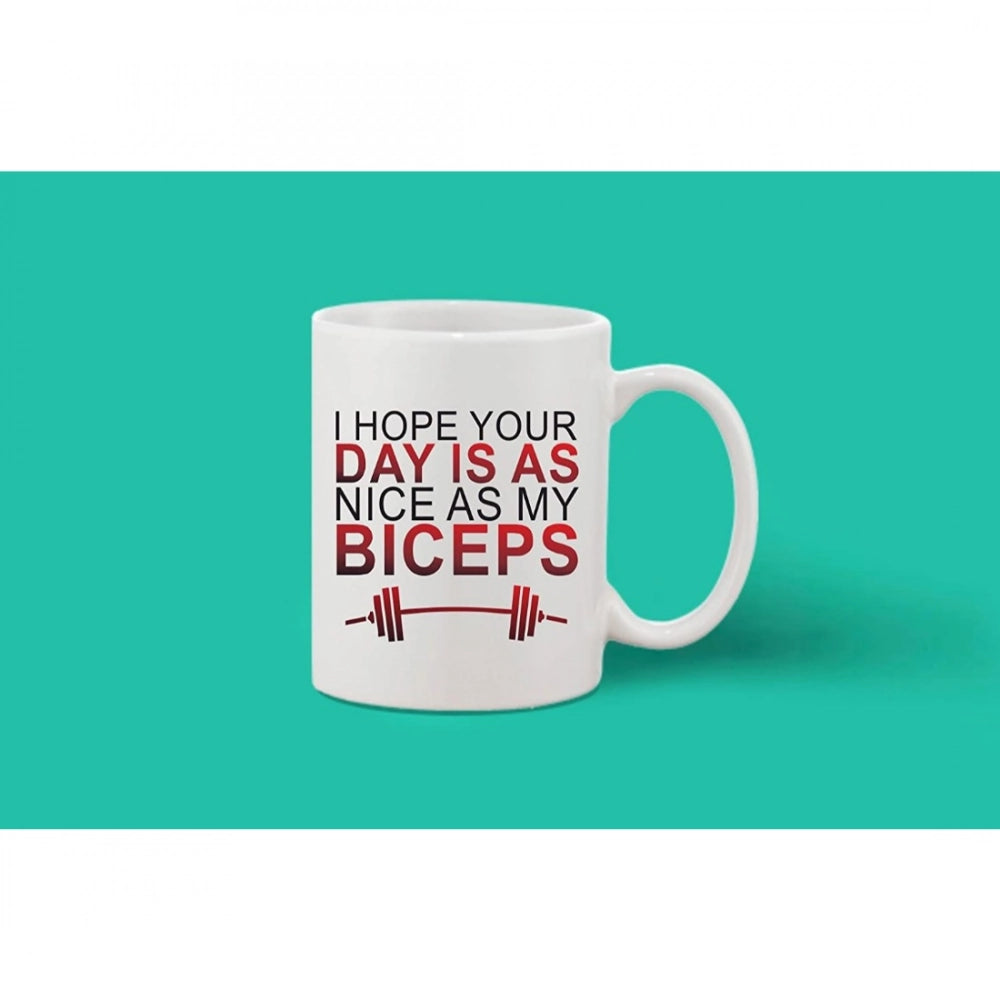 Printed Ceramic Coffee Mug - 1 Pieces, White, 11Oz