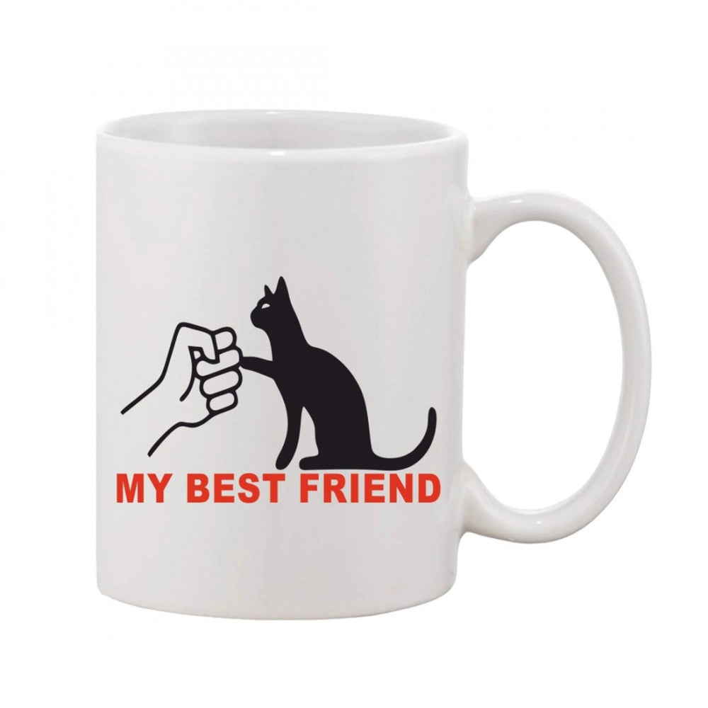 Printed Ceramic Coffee Mug - 1 Pieces, White, 11Oz