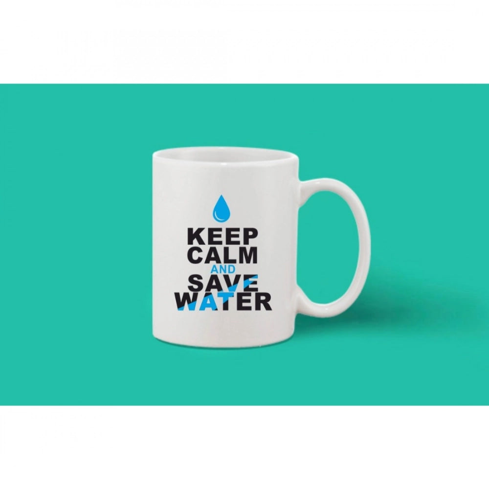 Printed Ceramic Coffee Mug - 1 Pieces, White, 11Oz