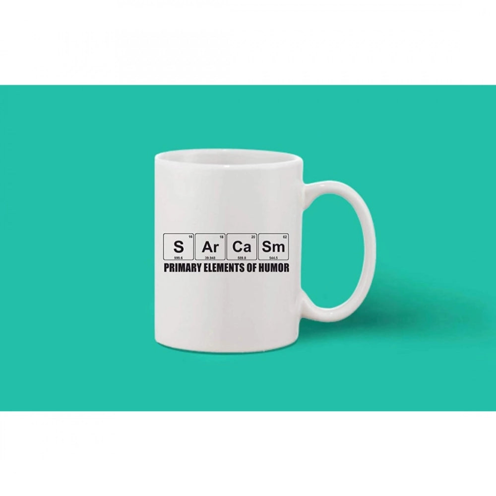 Printed Ceramic Coffee Mug - 1 Pieces, White, 11Oz