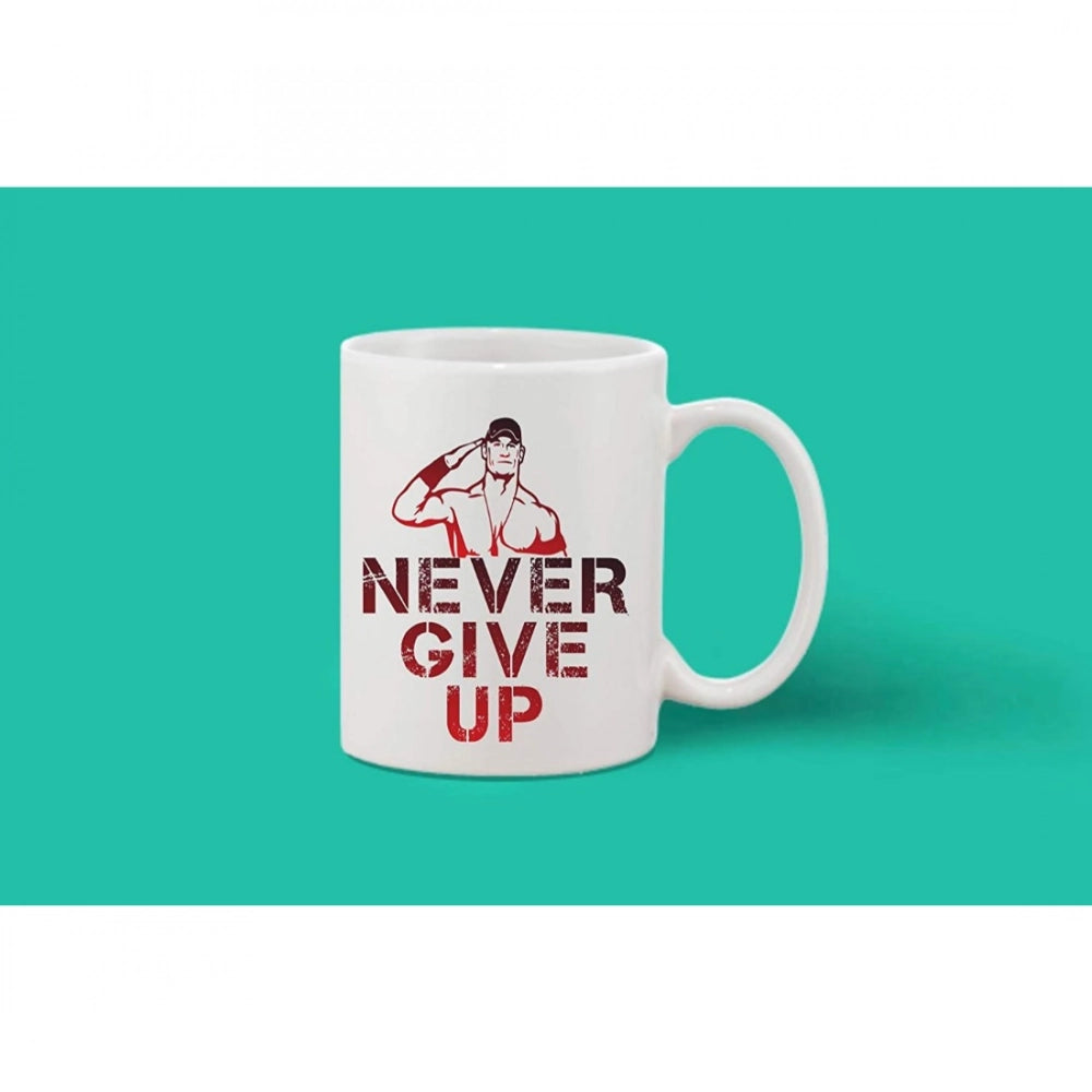 Printed Ceramic Coffee Mug - 1 Pieces, White, 11Oz