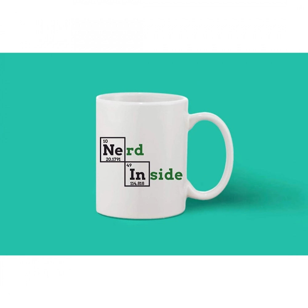 Printed Ceramic Coffee Mug - 1 Pieces, White, 11Oz