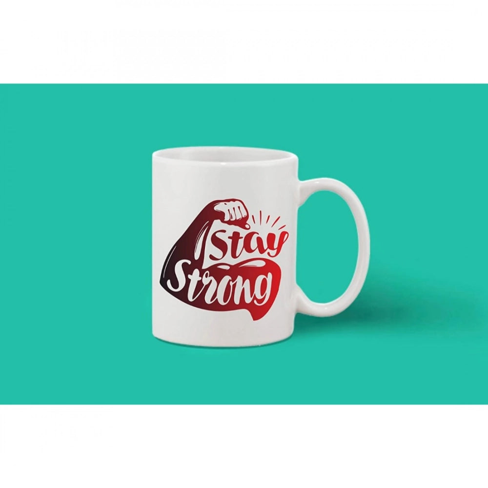 Printed Ceramic Coffee Mug - 1 Pieces, White, 11Oz