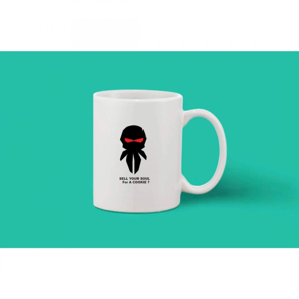 Printed Ceramic Coffee Mug - 1 Pieces, White, 11Oz
