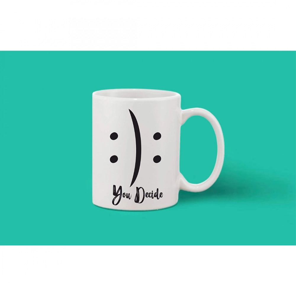 Printed Ceramic Coffee Mug - 1 Pieces, White, 11Oz
