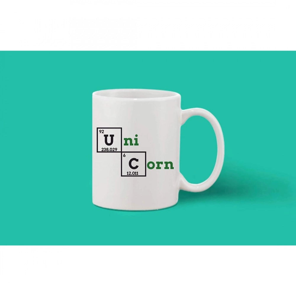 Printed Ceramic Coffee Mug - 1 Pieces, White, 11Oz