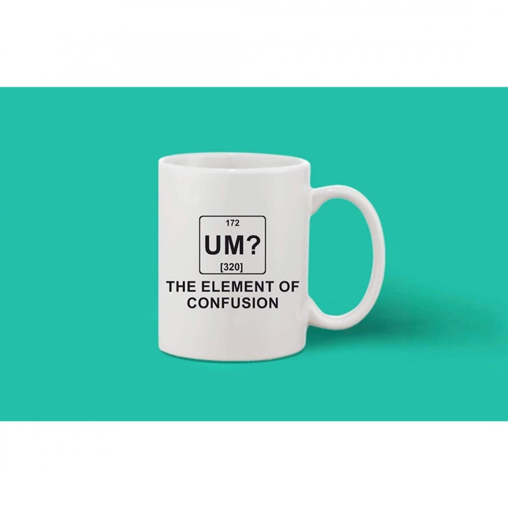 Printed Ceramic Coffee Mug - 1 Pieces, White, 11Oz