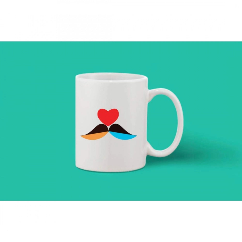 Printed Ceramic Coffee Mug - 1 Pieces, White, 11Oz