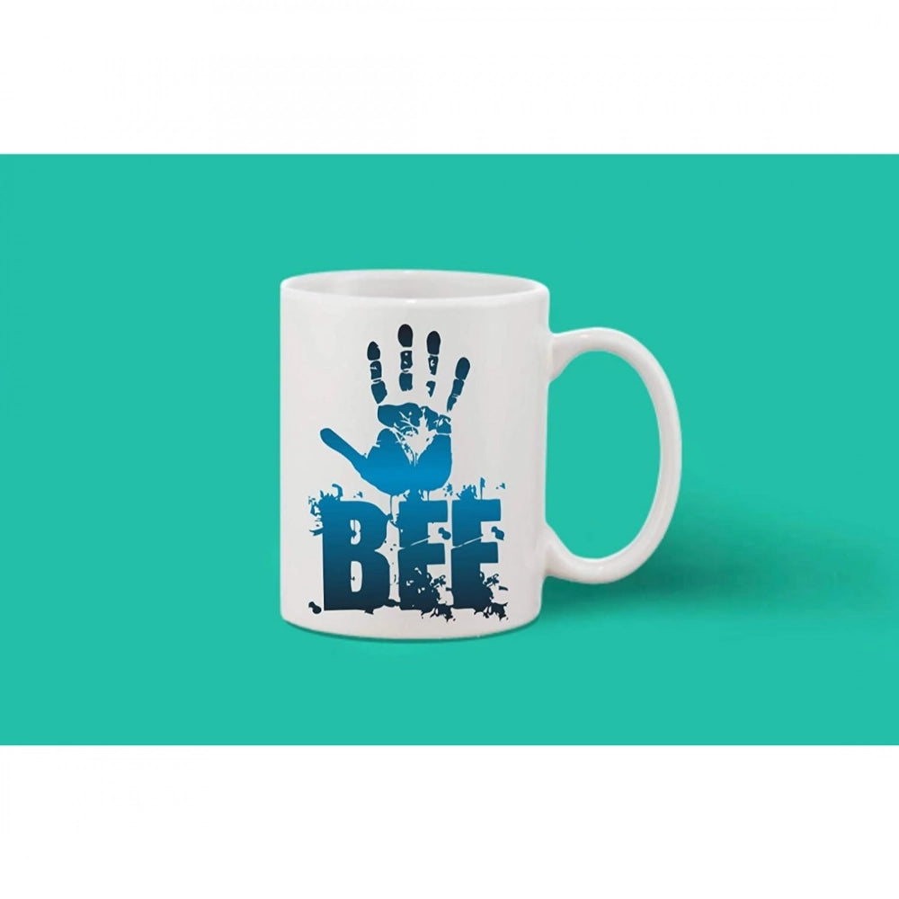Printed Ceramic Coffee Mug - 1 Pieces, White, 11Oz