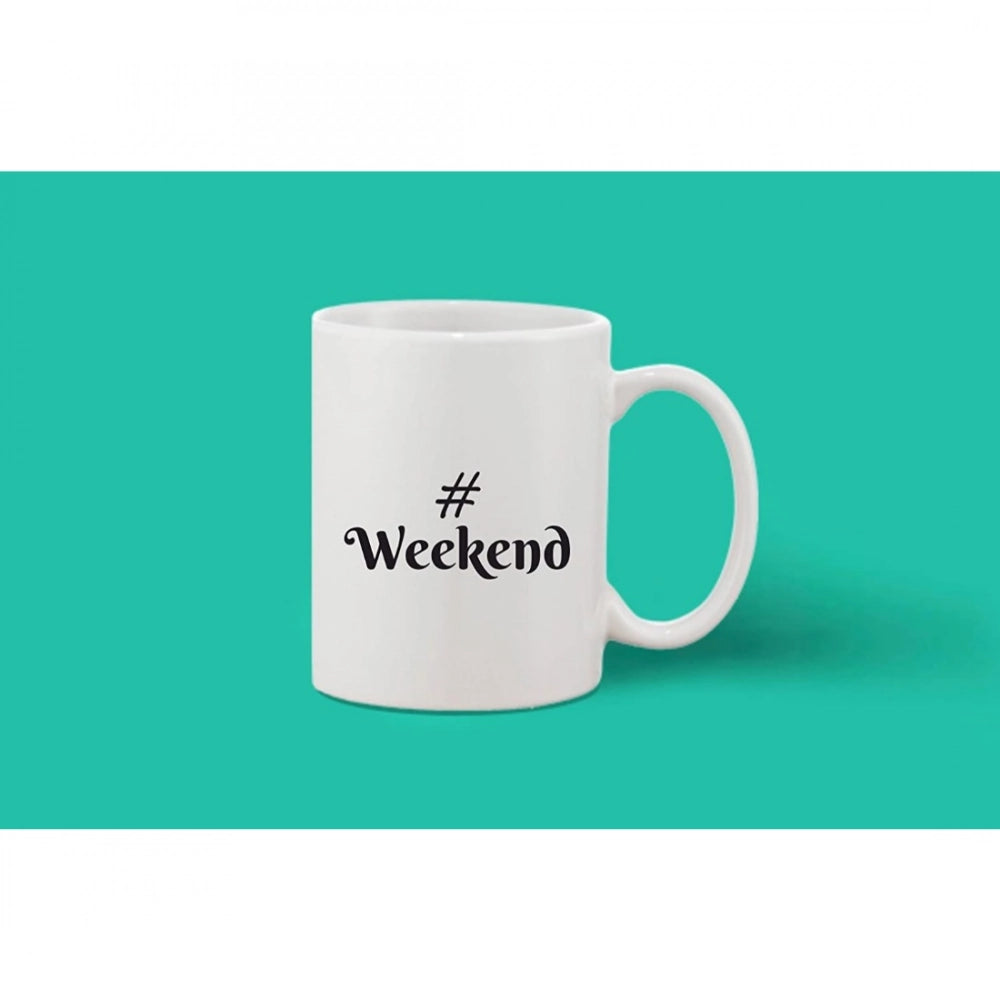 Printed Ceramic Coffee Mug - 1 Pieces, White, 11Oz