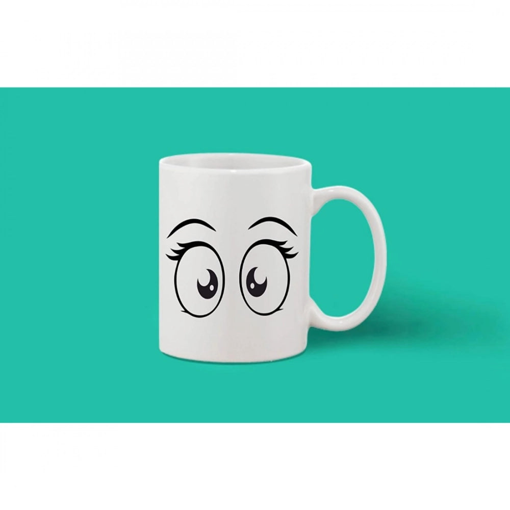 Printed Ceramic Coffee Mug - 1 Pieces, White, 11Oz
