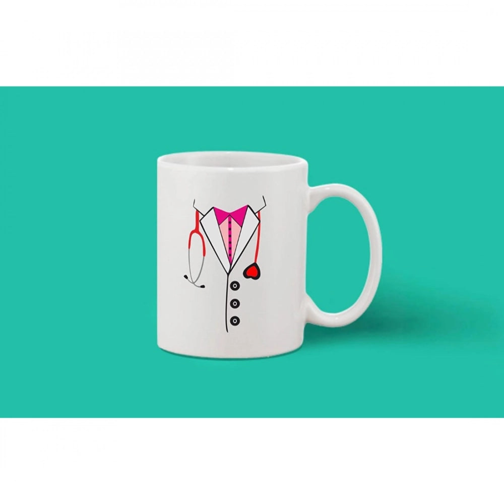 Printed Ceramic Coffee Mug - 1 Pieces, White, 11Oz