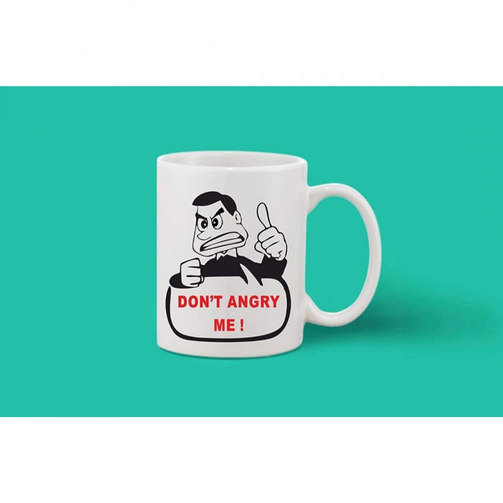 Printed Ceramic Coffee Mug - 1 Pieces, White, 11Oz