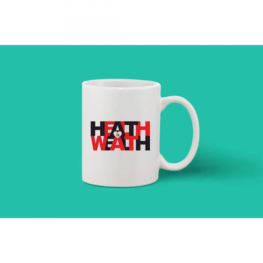 Printed Ceramic Coffee Mug - 1 Pieces, White, 11Oz